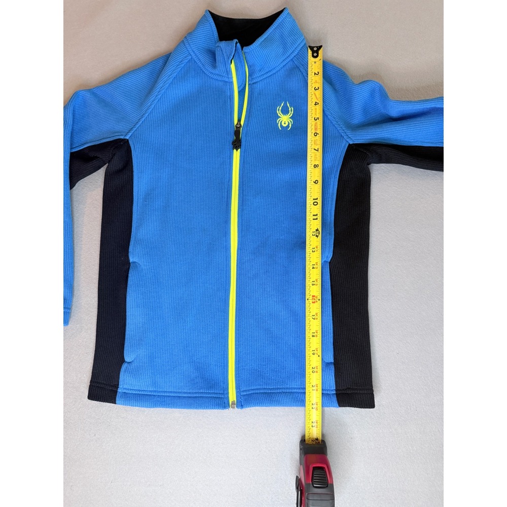 Spyder Boys Blue Black Full Zip Fleece Jacket Size M 10/12 Colorblock Activewear - Picture 5 of 7